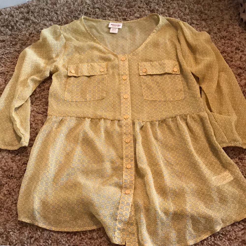 mossimo yellow flowered sheer top